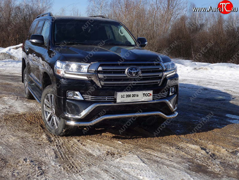 27 599 р. Защита переднего бампера нижняя волна d60,3 мм ТСС Тюнинг Toyota Land Cruiser 200 2-ой рестайлинг (2015-2021) (нержавейка)  с доставкой в г. Кемерово