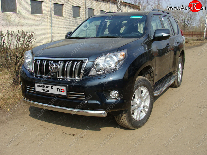 23 899 р. Защита переднего бампера нижняя 75*42 мм ТСС Тюнинг  Toyota Land Cruiser Prado  J150 (2009-2013) дорестайлинг (нержавейка)  с доставкой в г. Кемерово