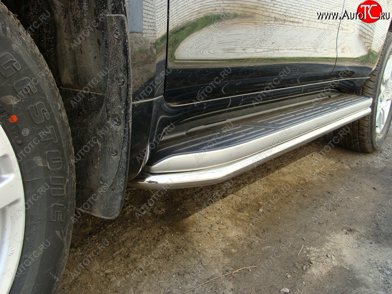 17 649 р. Защита порогов алюминий 42,4 мм, ТСС Тюнинг  Toyota Land Cruiser Prado  J150 (2009-2013) дорестайлинг  с доставкой в г. Кемерово