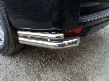 Защита задняя (уголки, нержавейка 76,1*42,4 мм) ТСС Тюнинг Toyota Land Cruiser Prado  J150 (2009-2013) дорестайлинг