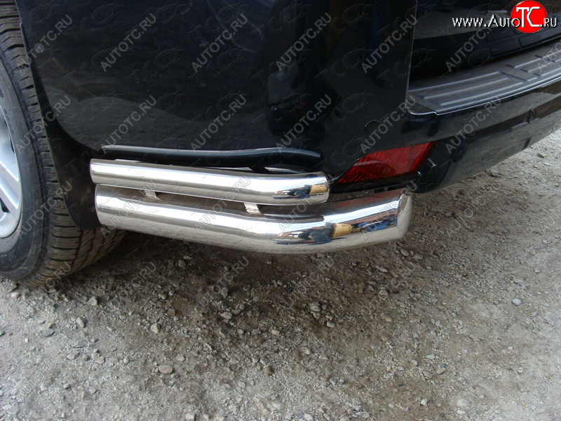 26 499 р. Защита задняя (уголки, нержавейка 76,1*42,4 мм) ТСС Тюнинг  Toyota Land Cruiser Prado  J150 (2009-2013) дорестайлинг  с доставкой в г. Кемерово
