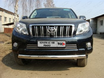 Декоративная вставка переднего бампера ТСС Тюнинг Toyota Land Cruiser Prado  J150 (2009-2013) дорестайлинг (d 16 мм)