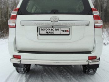 Защита задняя (уголки овальные, нержавейка 75х42 мм) ТСС Тюнинг Toyota Land Cruiser Prado  J150 (2009-2013) дорестайлинг (уголки овальные)