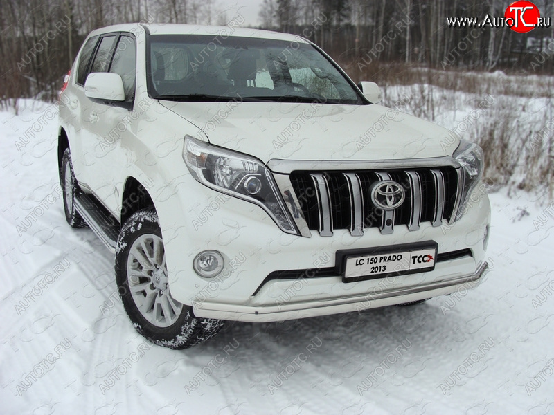 28 299 р. Защита переднего бампера нижняя 75*42 мм ТСС Тюнинг  Toyota Land Cruiser Prado  J150 (2013-2017) 1-ый рестайлинг (нержавейка)  с доставкой в г. Кемерово