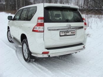 Защита задняя (уголки овальные, нержавейка 75х42 мм) ТСС Тюнинг Toyota Land Cruiser Prado  J150 (2013-2017) 1-ый рестайлинг (уголки овальные)