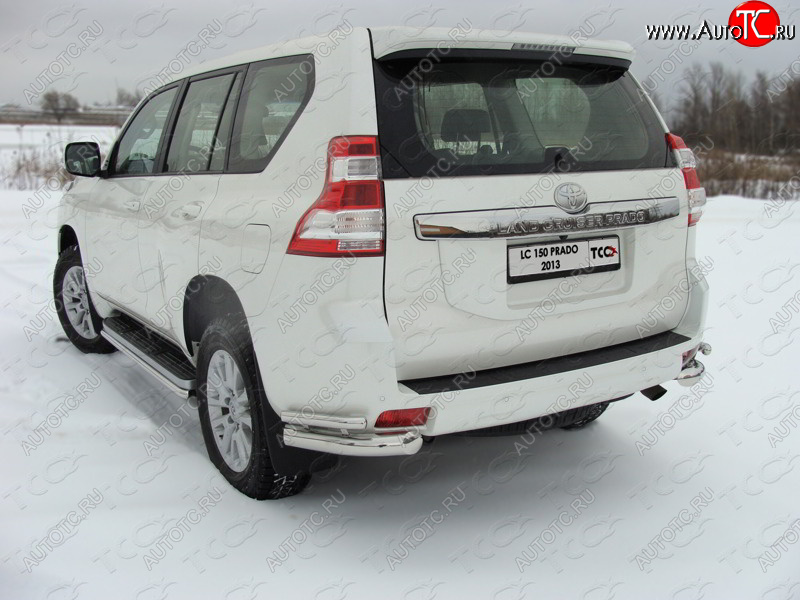 26 499 р. Защита задняя (уголки, нержавейка 76,1*42,4 мм) ТСС Тюнинг  Toyota Land Cruiser Prado  J150 (2013-2017) 1-ый рестайлинг  с доставкой в г. Кемерово