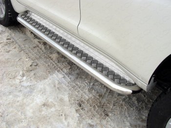 Пороги с площадкой 60,3 мм ТСС Тюнинг Toyota Land Cruiser Prado  J150 (2017-2020) 2-ой рестайлинг (серые)