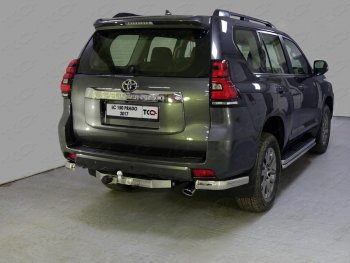 Защита задняя (уголки овальные, нержавейка 75х42 мм) ТСС Тюнинг Toyota Land Cruiser Prado  J150 (2017-2020) 2-ой рестайлинг (уголки овальные)