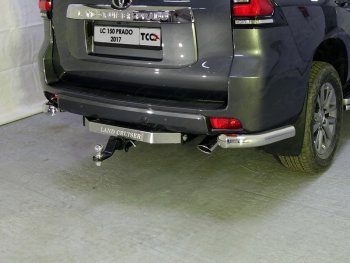Защита задняя (уголки, нержавейка 76,1 мм) ТСС Тюнинг Toyota Land Cruiser Prado  J150 (2017-2020) 2-ой рестайлинг