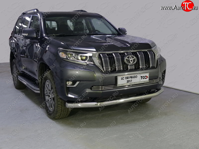 24 999 р. Защита переднего бампера нижняя 76,1 мм ТСС Тюнинг  Toyota Land Cruiser Prado  J150 (2017-2020) 2-ой рестайлинг (нержавейка)  с доставкой в г. Кемерово