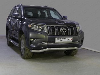 Защита переднего бампера волна d76,1 мм ТСС Тюнинг Toyota Land Cruiser Prado J150 2-ой рестайлинг (2017-2020) (нержавейка)