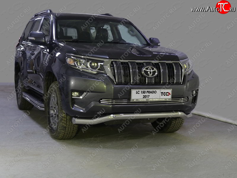 27 599 р. Защита переднего бампера волна d76,1 мм ТСС Тюнинг  Toyota Land Cruiser Prado  J150 (2017-2020) 2-ой рестайлинг (нержавейка)  с доставкой в г. Кемерово