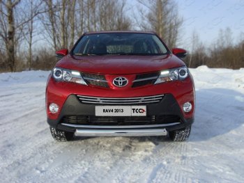 17 299 р. Защита переднего бампера овальная 75х42 мм ТСС тюнинг  Toyota RAV4  XA40 (2012-2015) 5 дв. дорестайлинг (нержавейка)  с доставкой в г. Кемерово. Увеличить фотографию 1