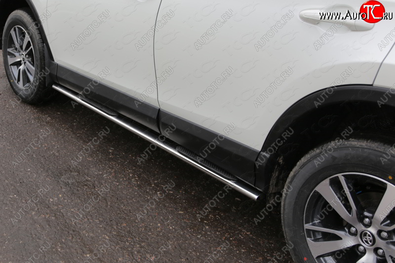29 749 р. Пороги овальные с накладкой 75х42 мм ТСС Тюнинг  Toyota RAV4  XA40 (2015-2019) 5 дв. рестайлинг (серые)  с доставкой в г. Кемерово