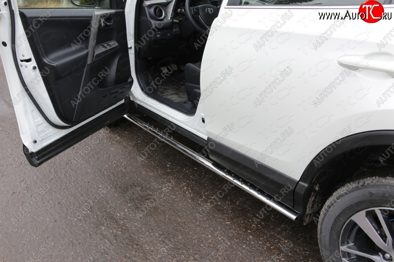 31 399 р. Пороги овальные с проступью 75х42 мм ТСС Тюнинг  Toyota RAV4  XA40 (2015-2019) 5 дв. рестайлинг (серые)  с доставкой в г. Кемерово