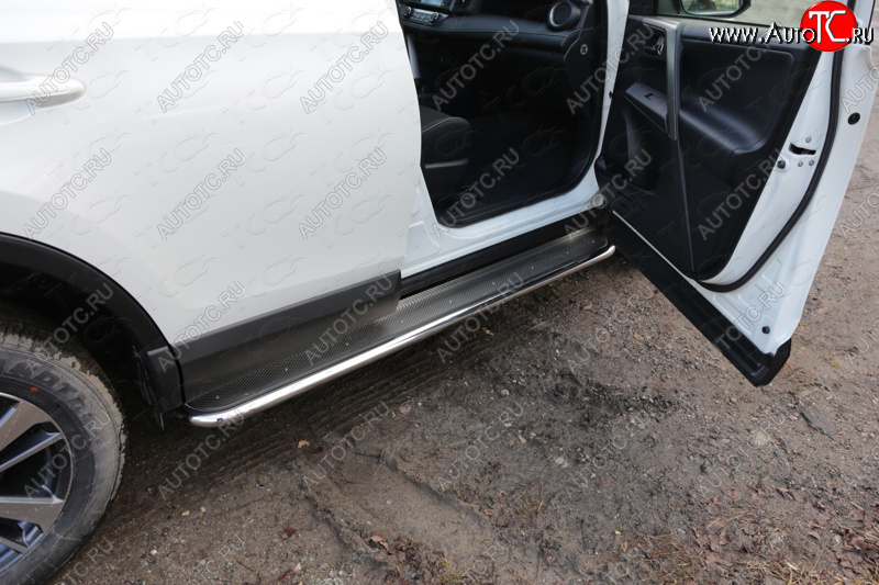 36 999 р. Пороги с площадкой 42,4 мм ТСС Тюнинг  Toyota RAV4  XA40 (2015-2019) 5 дв. рестайлинг (нержавейка)  с доставкой в г. Кемерово
