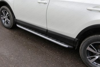 Пороги алюминиевые с пластиковой накладкой, ТСС Тюнинг Toyota RAV4  XA40 (2015-2019) 5 дв. рестайлинг (карбон серебро)