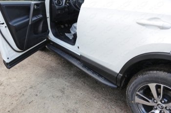 Пороги алюминиевые с пластиковой накладкой ТСС Тюнинг Toyota RAV4  XA40 (2015-2019) 5 дв. рестайлинг (карбон черные)
