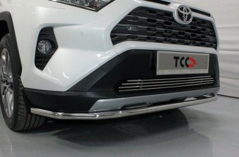 17 099 р. Защита переднего бампера нижняя d42,4 мм ТСС Тюнинг  Toyota RAV4  XA50 (2018-2025) 5 дв. дорестайлинг (нержавейка)  с доставкой в г. Кемерово. Увеличить фотографию 1