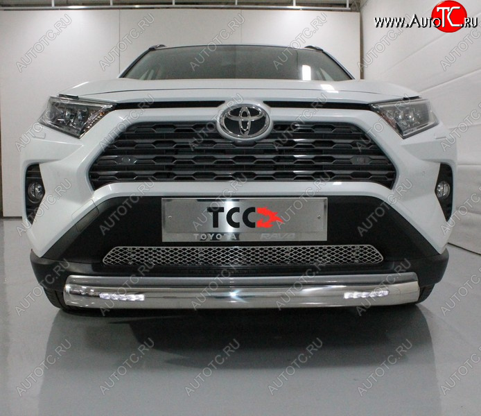 34 999 р. Защита переднего бампера овальная с ДХО 75х42 мм ТСС Тюнинг Toyota RAV4 XA50 5 дв. дорестайлинг (2018-2025) (нержавейка)  с доставкой в г. Кемерово