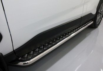 Пороги с площадкой 42,4 мм ТСС Тюнинг Toyota RAV4 XA50 5 дв. дорестайлинг (2018-2025) (серые)
