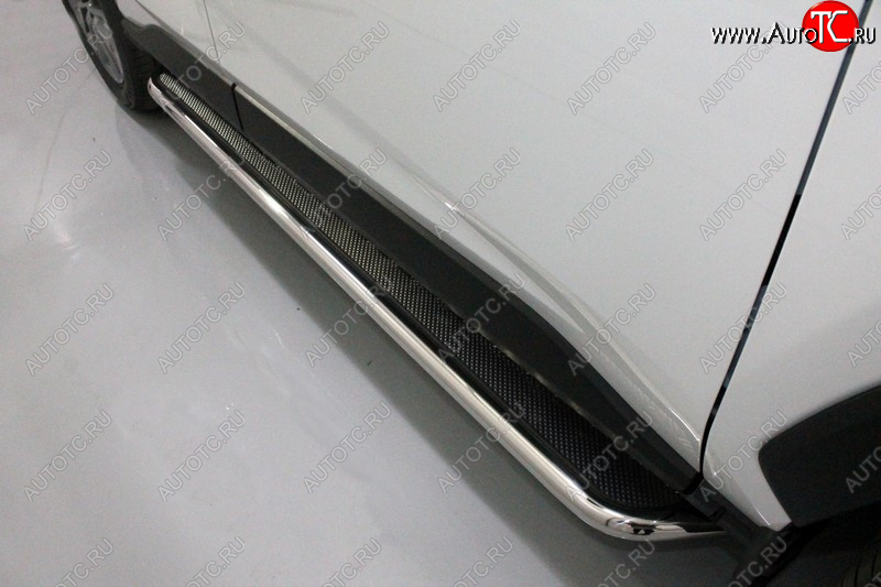 36 899 р. Пороги с площадкой 42,4 мм ТСС Тюнинг  Toyota RAV4  XA50 (2018-2025) 5 дв. дорестайлинг (нержавейка)  с доставкой в г. Кемерово