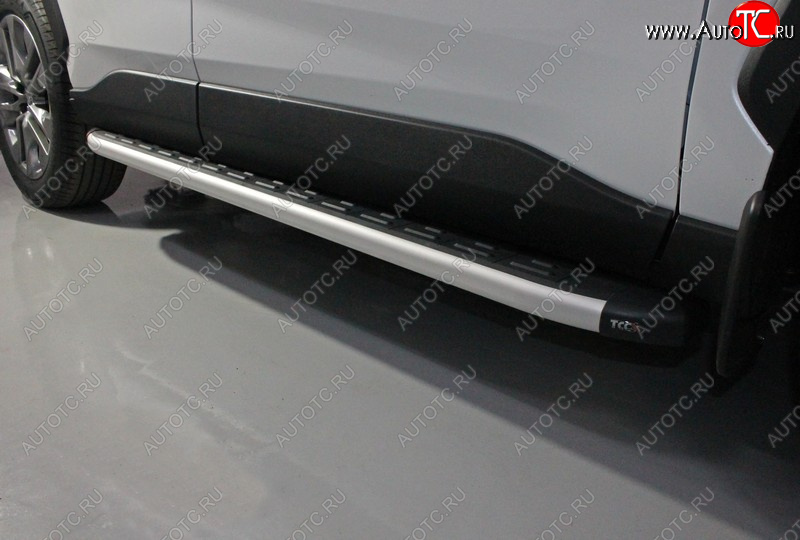 20 599 р. Пороги алюминиевые с пластиковой накладкой ТСС Тюнинг  Toyota RAV4  XA50 (2018-2025) 5 дв. дорестайлинг (серые)  с доставкой в г. Кемерово