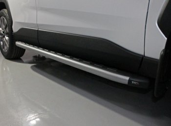 Пороги алюминиевые с пластиковой накладкой, ТСС Тюнинг Toyota RAV4  XA50 (2018-2025) 5 дв. дорестайлинг (карбон серебро)