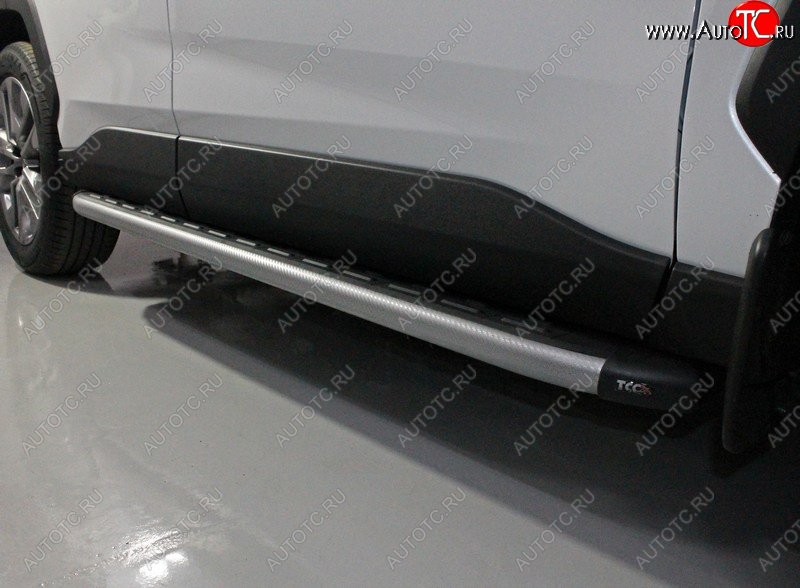 21 999 р. Пороги алюминиевые с пластиковой накладкой, ТСС Тюнинг  Toyota RAV4  XA50 (2018-2025) 5 дв. дорестайлинг (карбон серебро)  с доставкой в г. Кемерово