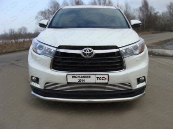 Декоративная вставка переднего бампера ТСС Тюнинг Toyota Highlander  XU50 (2013-2017) дорестайлинг (d 16 мм)