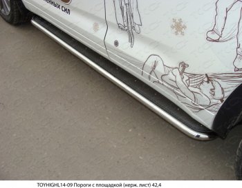Пороги с площадкой 42,4 мм ТСС Тюнинг Toyota Highlander  XU50 (2013-2017) дорестайлинг