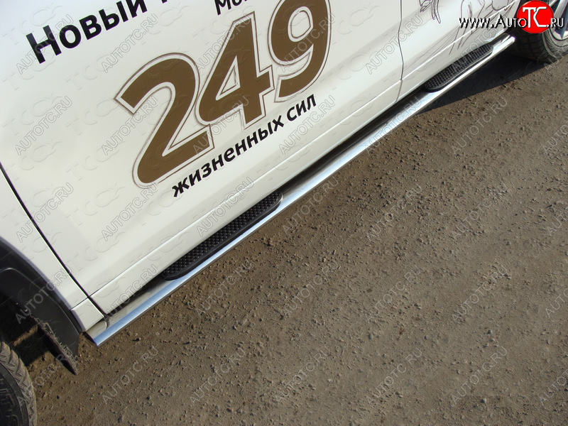33 999 р. Пороги овальные с накладкой 75х42 мм ТСС Тюнинг Toyota Highlander XU50 рестайлинг (2016-2020) (серые)  с доставкой в г. Кемерово