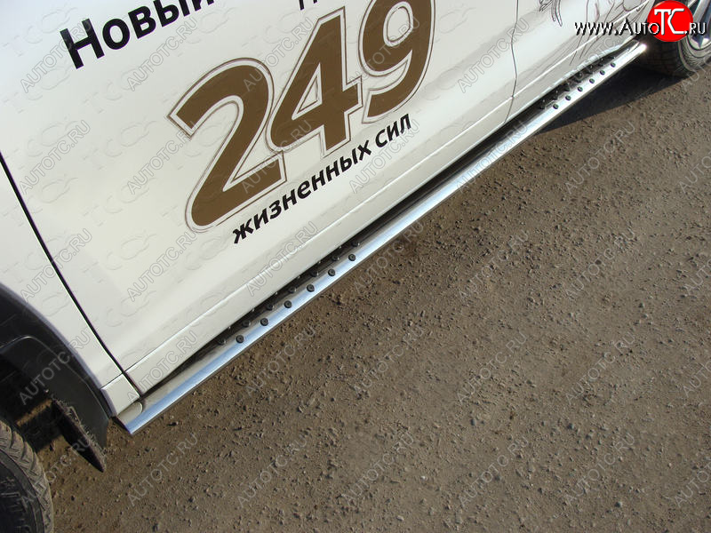 35 999 р. Пороги овальные с проступью 75х42 мм ТСС Тюнинг Toyota Highlander XU50 рестайлинг (2016-2020) (серые)  с доставкой в г. Кемерово