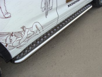 Пороги с площадкой 42,4 мм ТСС Тюнинг Toyota Highlander XU50 рестайлинг (2016-2020) (серые)
