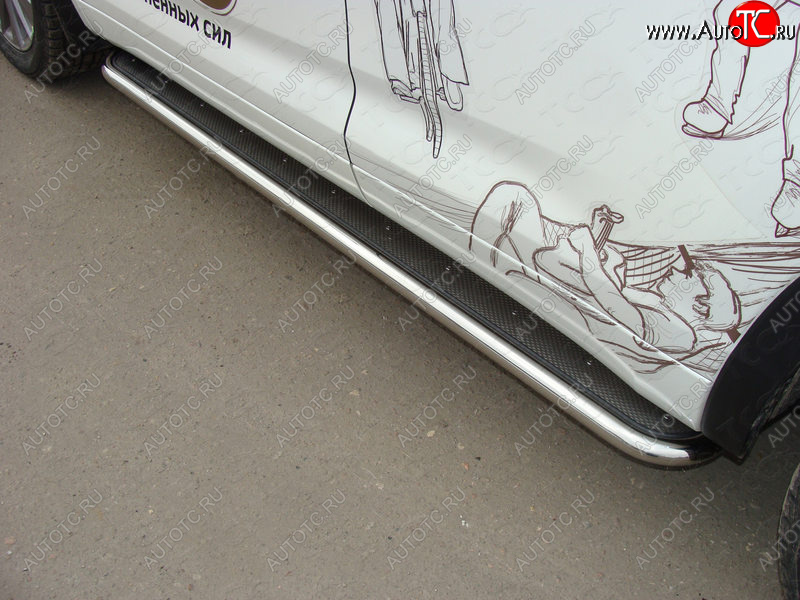 41 749 р. Пороги с площадкой 42,4 мм ТСС Тюнинг Toyota Highlander XU50 рестайлинг (2016-2020) (нержавейка)  с доставкой в г. Кемерово
