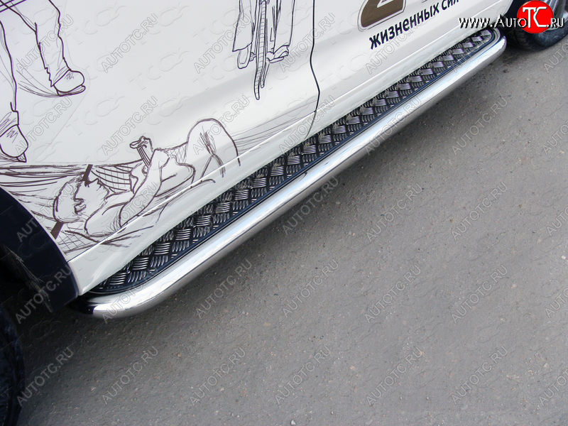 36 999 р. Пороги с площадкой 60,3 мм ТСС Тюнинг Toyota Highlander XU50 рестайлинг (2016-2020) (серые)  с доставкой в г. Кемерово