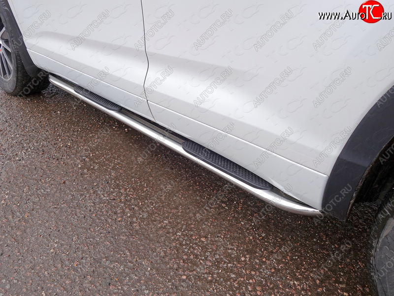 39 999 р. Пороги овальные гнутые с накладкой 75х42 мм ТСС Тюнинг Toyota Highlander XU50 рестайлинг (2016-2020)  с доставкой в г. Кемерово