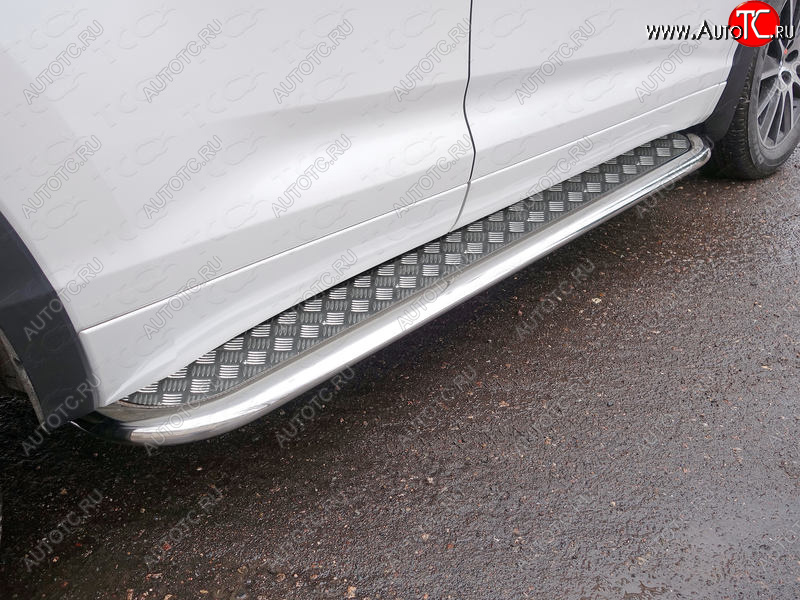 44 999 р. Пороги с площадкой 75х42 мм ТСС Тюнинг Toyota Highlander XU50 рестайлинг (2016-2020) (серые)  с доставкой в г. Кемерово