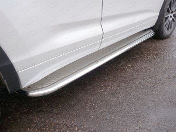 Пороги с площадкой 75х42 мм ТСС Тюнинг Toyota Highlander  XU50 (2016-2020) рестайлинг