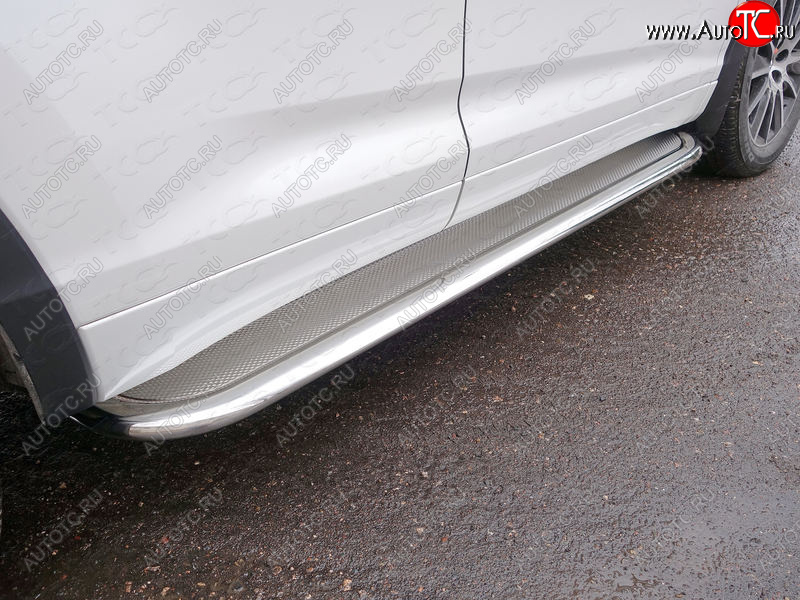 53 999 р. Пороги с площадкой 75х42 мм ТСС Тюнинг Toyota Highlander XU50 рестайлинг (2016-2020) (нержавейка)  с доставкой в г. Кемерово