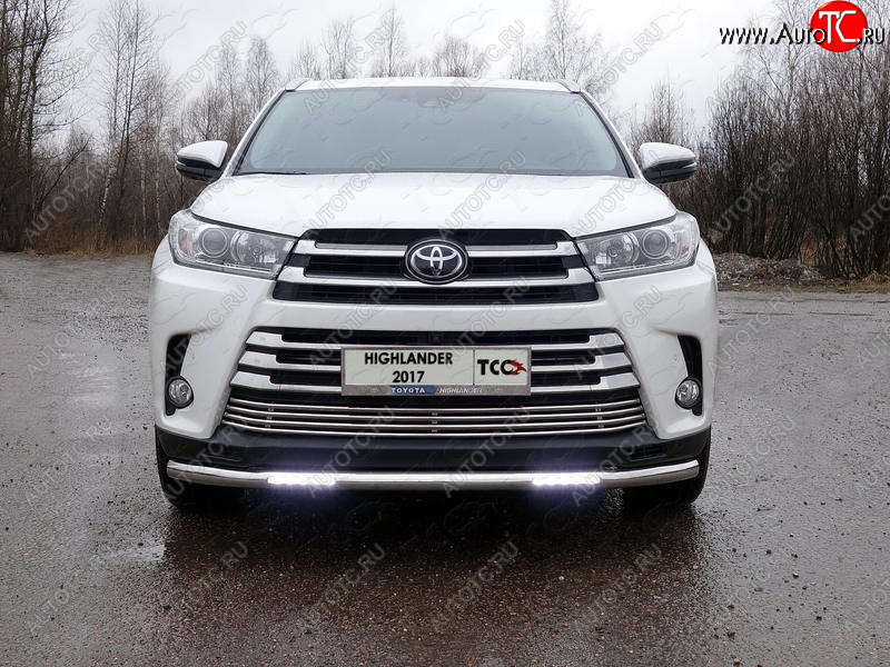 37 999 р. Защита переднего бампера нижняя с ДХО 60,3 мм ТСС Тюнинг  Toyota Highlander  XU50 (2016-2020) рестайлинг (нержавейка)  с доставкой в г. Кемерово