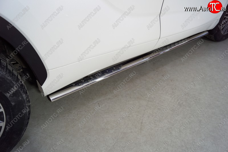 35 999 р. Пороги овальные с проступью 75х42 мм ТСС Тюнинг Toyota Highlander XU70 (2020-2025) (серые)  с доставкой в г. Кемерово