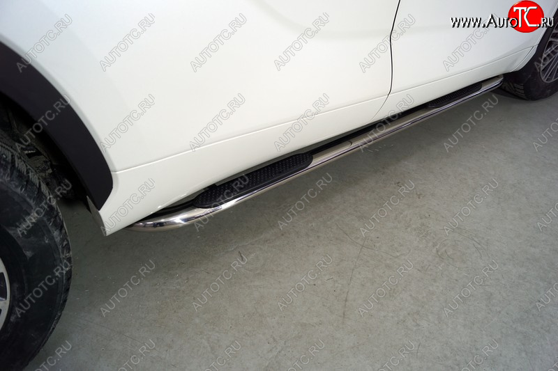39 999 р. Пороги овальные гнутые с накладкой 75х42 мм ТСС Тюнинг Toyota Highlander XU70 (2020-2025) (серые)  с доставкой в г. Кемерово