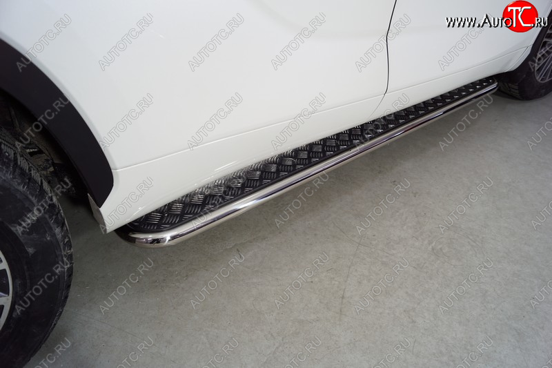 32 199 р. Пороги с площадкой 42,4 мм ТСС Тюнинг Toyota Highlander XU70 (2020-2025) (серые)  с доставкой в г. Кемерово