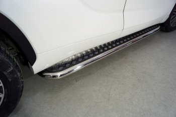Пороги с площадкой 60,3 мм ТСС Тюнинг Toyota Highlander XU70 (2020-2025) (серые)