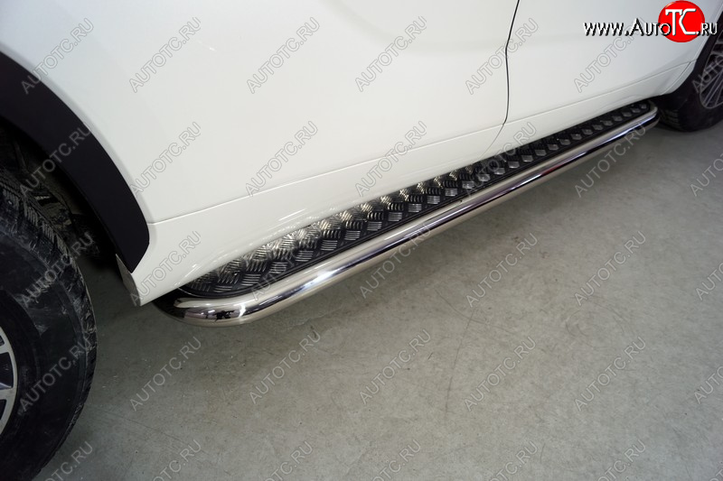 36 899 р. Пороги с площадкой 60,3 мм ТСС Тюнинг Toyota Highlander XU70 (2020-2025) (серые)  с доставкой в г. Кемерово