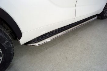 Пороги с площадкой 75х42 мм ТСС Тюнинг Toyota Highlander  XU70 (2020-2025) (серые)