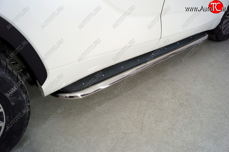 53 999 р. Пороги с площадкой 75х42 мм ТСС Тюнинг Toyota Highlander XU70 (2020-2025) (нержавейка)  с доставкой в г. Кемерово