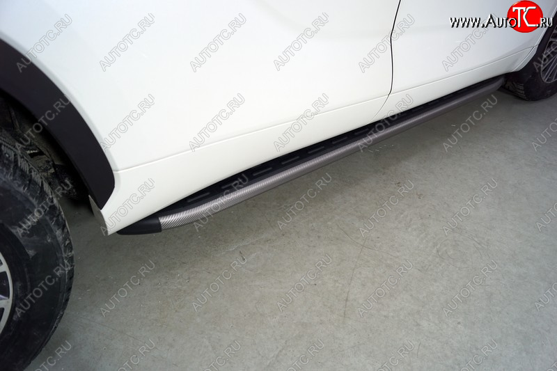 21 999 р. Пороги алюминиевые с пластиковой накладкой ТСС Тюнинг  Toyota Highlander  XU70 (2020-2025) (карбон серые)  с доставкой в г. Кемерово