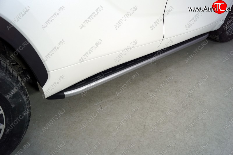 21 999 р. Пороги алюминиевые с пластиковой накладкой ТСС Тюнинг  Toyota Highlander  XU70 (2020-2025) (карбон серебро)  с доставкой в г. Кемерово